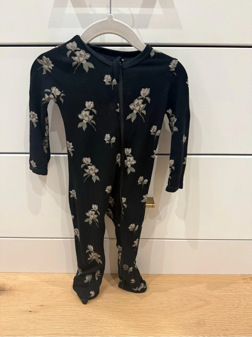 Kyte BABY Black Floral Footed One-Piece